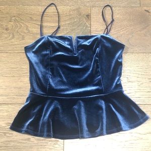 Express Velvet Blue Peaplum Top Size Small